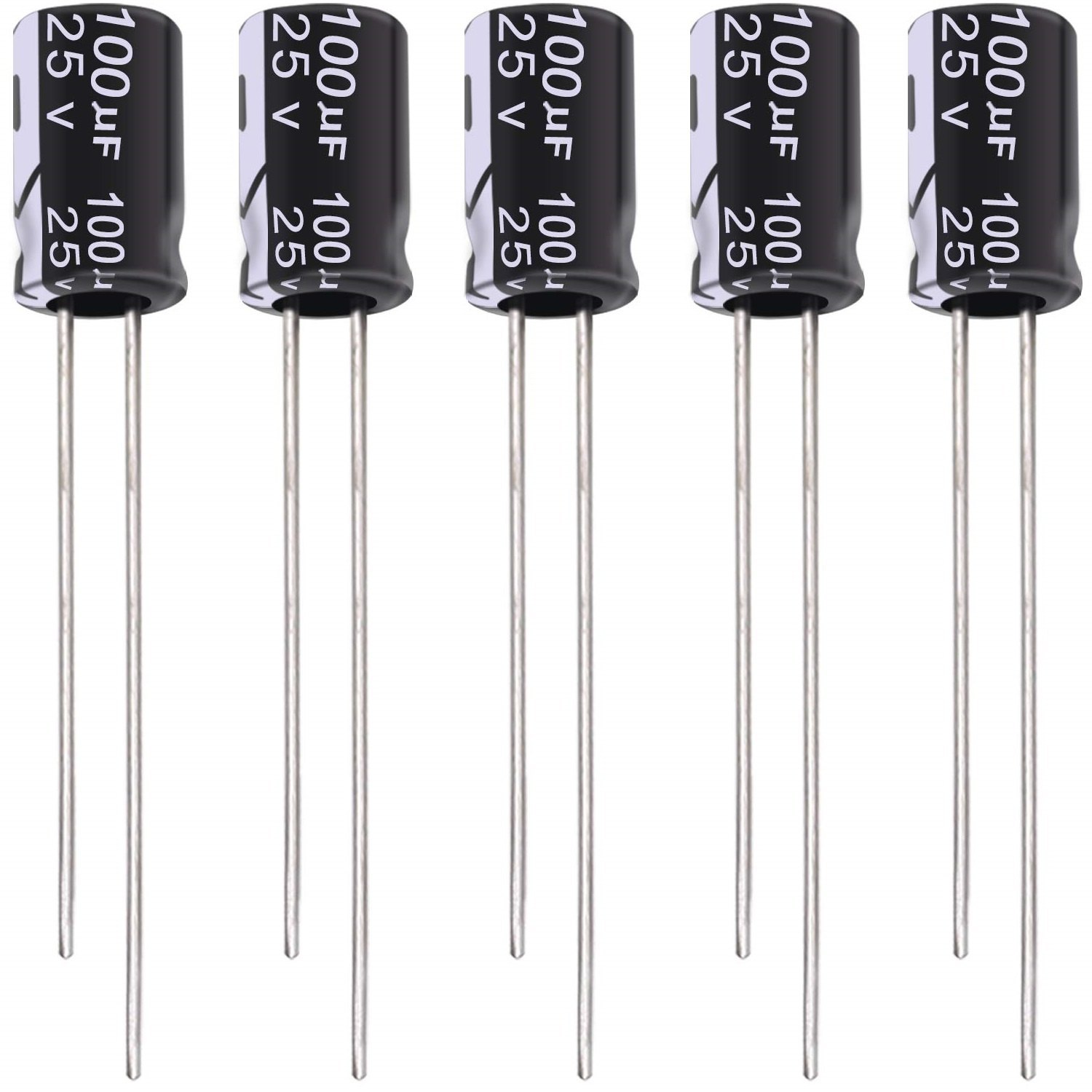 100uf 25v electrolytic capacitor | Pack of 5