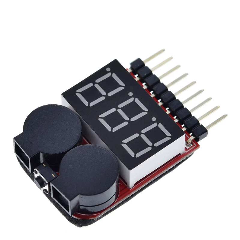 1-8S LiPo Battery Voltage Tester with Buzzer Alarm